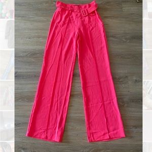 White Fox Boutique neon pink high waisted flare pants